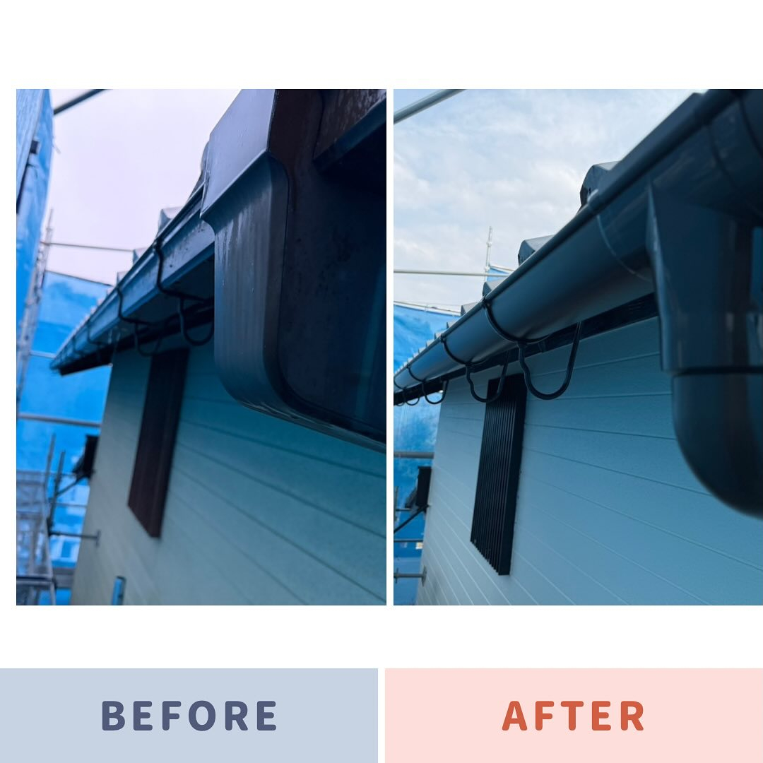 松阪市にあるS様邸にて、軒樋の交換を行いました!🌟元々取り付...